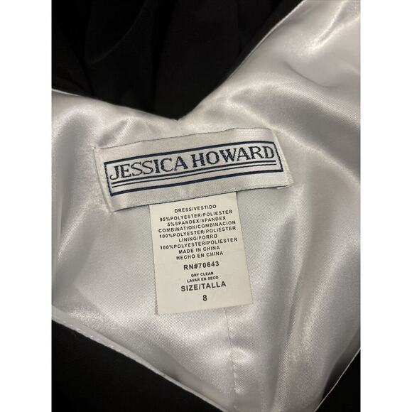 Jessica Howard Dress Women's 8 Black Sleeveless Draping Pleated V-Neck Collarles - Picture 12 of 14